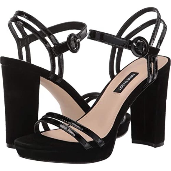 Nine West Shoes - Black Daisy Strappy High Heel Sandals size 9.5